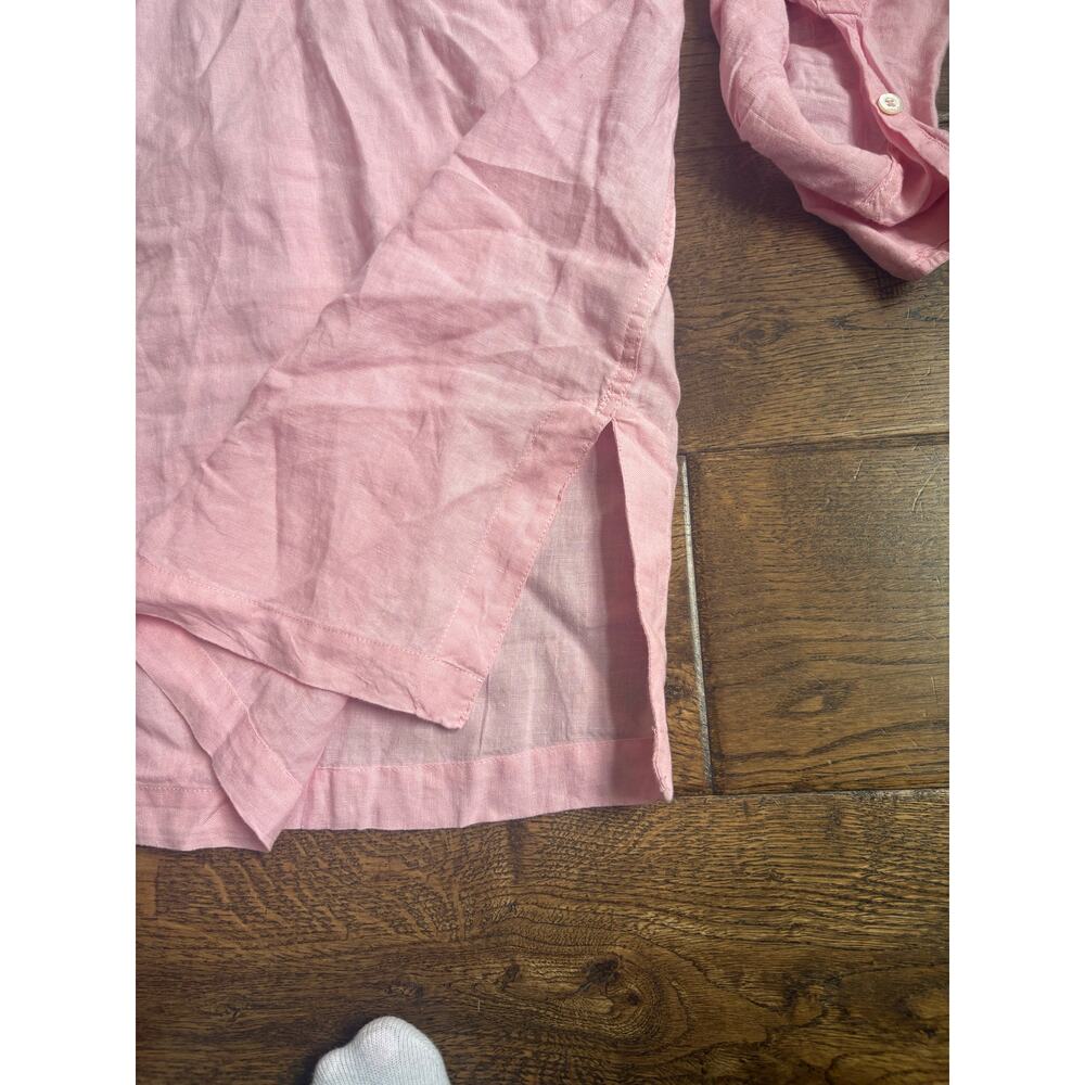 Brooks Brothers Women’s Pink 100% Linen Tunic shirt Dress Collar w slits Small S - Picture 3 of 6